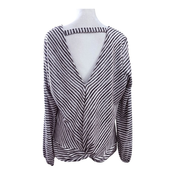 Liverpool Los Angeles Striped V-Neck Women's Top Open Back Medium - Picture 6 of 9